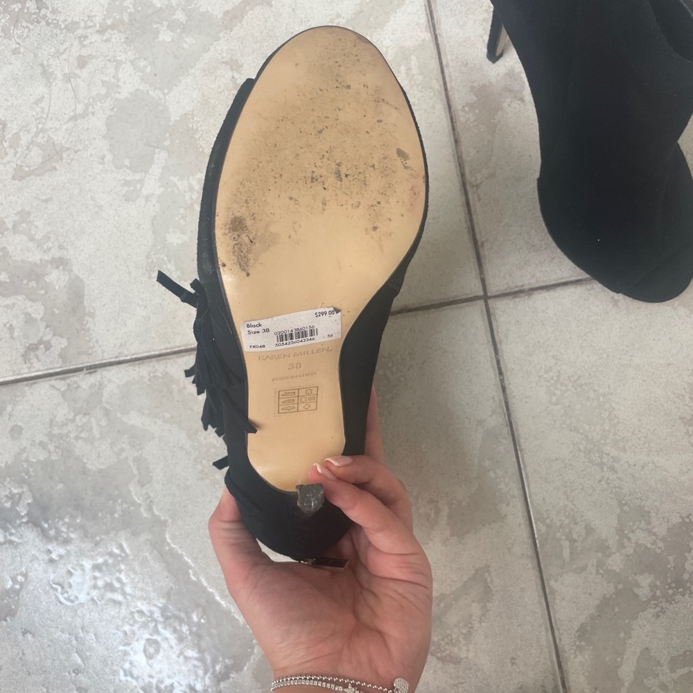 Karen millen black suade fringe heels good condition size 8 - Picture 12 of 14